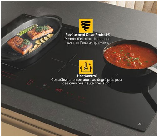 Visuel repr�sentant une table de cuisson Whirlpool avec fonction HeatControl