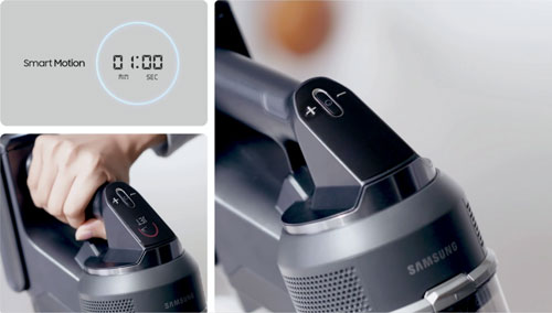 Visuel pr�sentant le mode de pause automatique Smart Motion d'un aspirateur balais Samsung