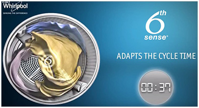 La technologie 6�me Sens des s�che-linge permet d'asjuter automatiquement la dur�e du s�chage