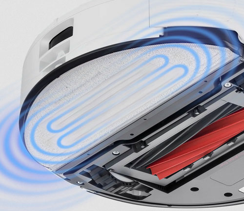 Visuel repr�sentant le dispositif VibraRise 2.0 sur un aspirateur Roborock VibraRise 2.0