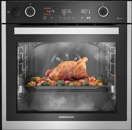 Visuel repr�sentant un four Grundig avec cuisson assist�e � la vapeur SteamAid