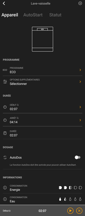 Visuel repr�sentant le contr�le d'un lave-vaisselle avec l'application Miele Smart Home