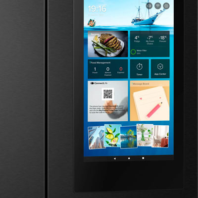 Visuel repr�sentant l'�cran tactile SmartScreen pr�sent sur certains r�frig�rateurs Hisense