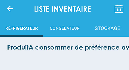 Visuel du menu permettant d'enregistrer les produits et la date d'expiration