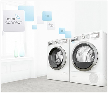 Visuel repr�sentant un lave-linge et un s�che-linge Home Connect