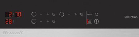 Touche de verrouillage Clean Lock d'une table de cuisson Brandt