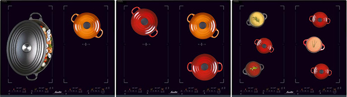 Zones de cuisson flexibles sur une table Sauter �quip�e de deux espaces Evolis