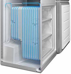 Visuel repr�sentant le syst�me LessFrost d'un r�frig�rateur / cong�lateur Indesit