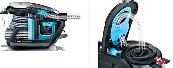 Visuel du flux d'air dans un aspirateur Bosch SilenceSound System