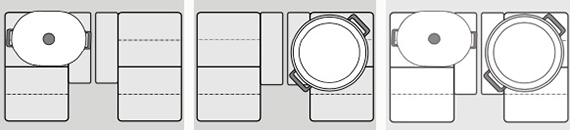 Combinaisons possibles sur une table de cuisson Neff FlexInduction XL �quip�e de 2 zones FlexPlus