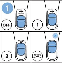 Illustration des touches permettant d'ajuster la puissance d'aspiration sur les aspirateurs Philips Smart Power Control