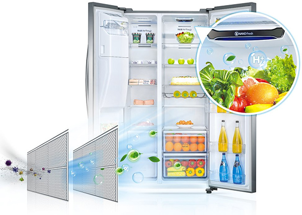 Visuel repr�sentant le syst�me Nano Fresh d'un r�frig�rateur Hisense