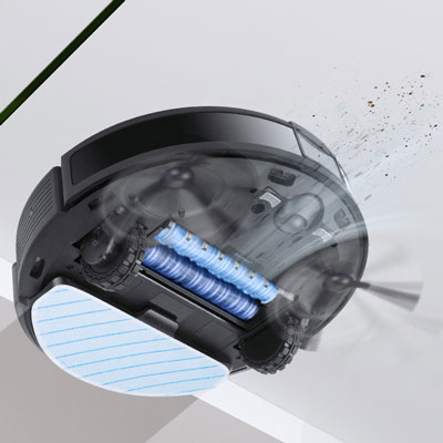 Visuel repr�sentant la brosse double rouleau AeroForce int�gr�e � certains aspirateurs ECOVACS