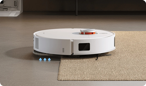 Illustration d'un aspirateur robot Xiaomi en mode Carpet Boost