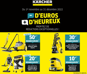 Jusqu'à 20 Euros remboursés pour l'achat d'une sélection d'aspirateurs Karcher