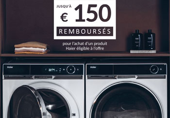 Haier rembourse de 50 Euros jusqu' 150 Euros pour l'achat de certains quipements lectromnager