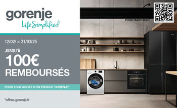Gorenje rembourse jusqu' 100 Euros sur l'achat d'une slection d'quipements lectromnager