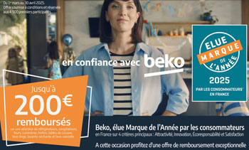 Pour l'achat de certains quipements lectromnager la marque Beko rembourse de 30 Euros jusqu' 150 Euros