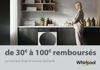 Whirlpool rembourse jusqu'� 100 Euros pour l'achat de certains lave-linges
