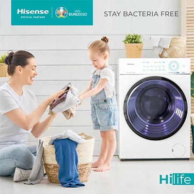Illustration d'un lave-linge avec programme Antibactérien 95° - (crédit : Hisense)