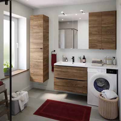 Image pr�sentant un lave-linge dans une salle de bains