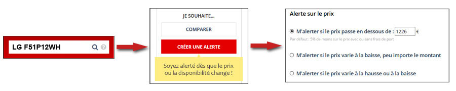 Cr�er une alerte de prix sur electromenager-compare