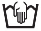 Symbole cuve avec une main : lavage � la main uniquement