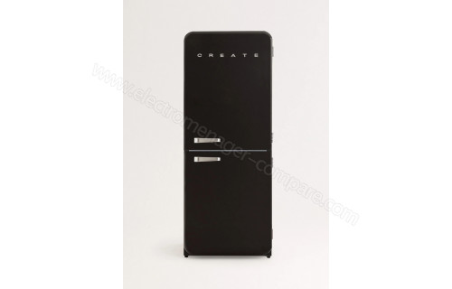 CREATE Fridge R&eacute;tro Combi 401L Noir Argent
