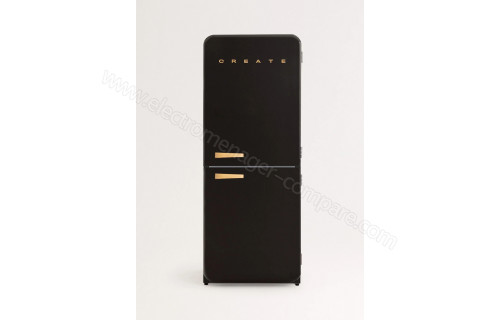 CREATE Fridge R&eacute;tro Combi 401L Noir Bois