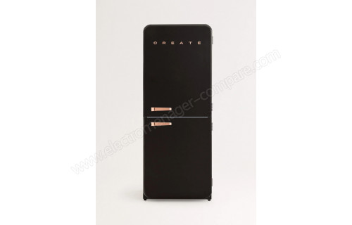 CREATE Fridge R&eacute;tro Combi 401L Noir Or Rose