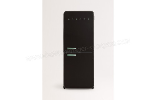 CREATE Fridge R&eacute;tro Combi 401L Noir Vert Sauge