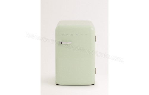 CREATE Retro Fridge 107L Argent Vert Pastel