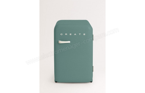 CREATE Retro Fridge 107L Blanc Cass&eacute; Vert Sauge