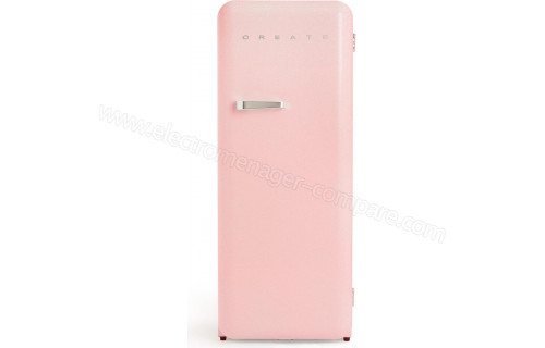 CREATE Retro Fridge 281L Argent Rose Pastel