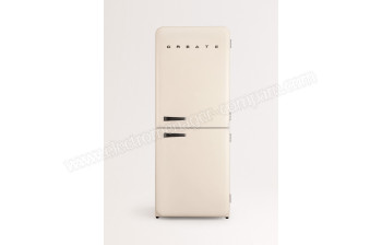 CREATE Fridge R&eacute;tro Combi 401L Blanc Cass&eacute; Noir