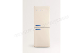 CREATE Fridge R&eacute;tro Combi 401L Blanc Cass&eacute; Bleu
