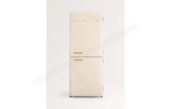 CREATE Fridge R&eacute;tro Combi 401L Blanc Cass&eacute; Or