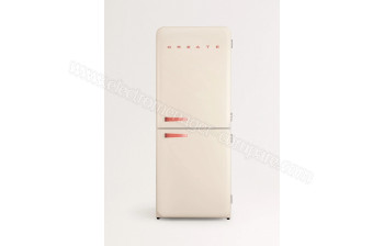 CREATE Fridge R&eacute;tro Combi 401L Blanc Cass&eacute; Terracotta
