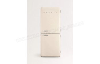 CREATE Fridge R&eacute;tro Combi 401L Blanc Cass&eacute; Argent