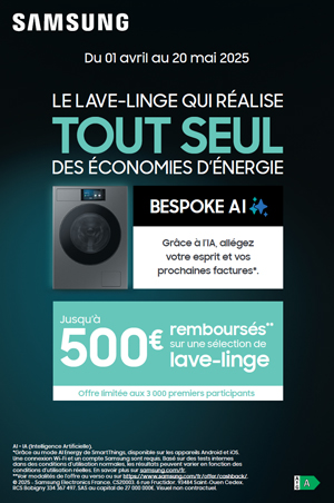 ODR Samsung Lavage Avr./Mai 2025 : Le lave-linge qui r�alise tout seul des �conomies d��nergie