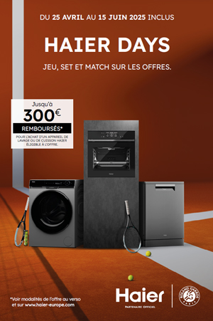 ODR Haier Avr./Juin 2025 : Haier Days, profitez des offres sur le lavage et la cuisson