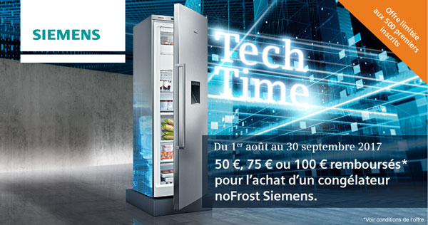 ODR Siemens : Offre Tech Time congélateur noFrost