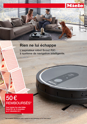 ODR Miele : Offre de remboursement Scout RX1 Miele vous rembourse 50 € pour l'achat d'un aspirateur robot