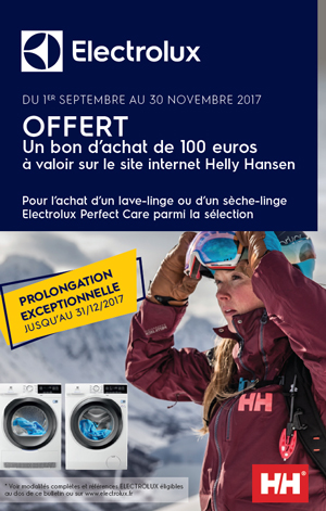 Bon Plan Electrolux : Bon d'achat de 100� offert sur le site Helly Hansen (Offre Prolong�e)