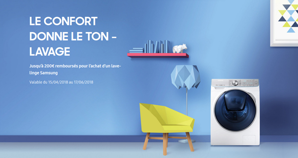 ODR Samsung Lavage Avr. / Juin 2018 : Le confort donne le ton