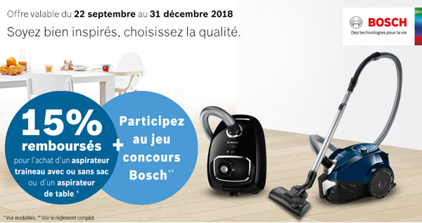 ODR Bosch Sept./Déc. 2018 : Offre aspirateurs traineaux