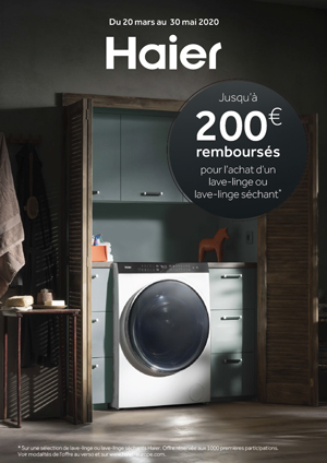 ODR Haier Mars/Mai 2020 : Offre lavage Printemps 2020