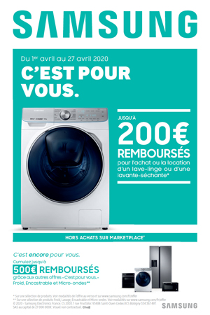 ODR Samsung Lavage Avril 2020 : C'est pour vous