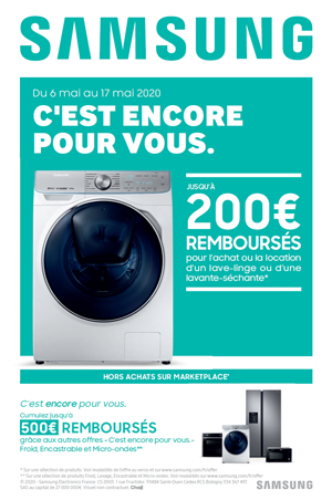 ODR Samsung Lavage Mai 2020 : C'est encore pour vous
