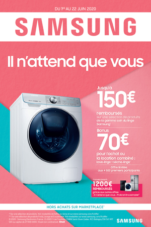 ODR Samsung Lavage Juin 2020 : Il n'attend que vous